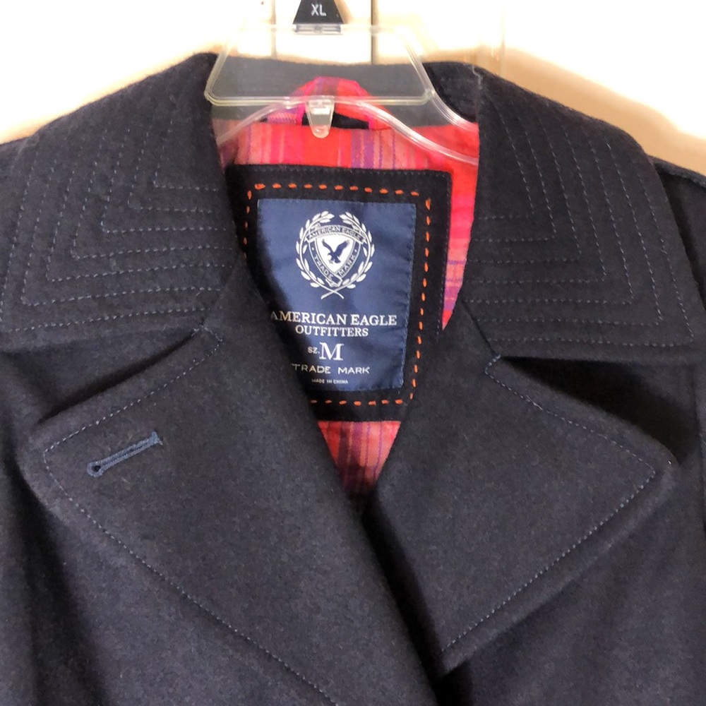 American Eagle Flannel Lined Double Breasted Peac… - image 3